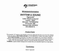 Rhythm & Sound "Aground / Aerial" 12" - new sound dimensions